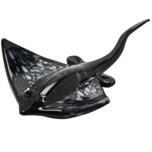 Miniature Black Glass Stingray Figure from Objets D'Art
