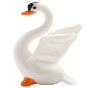 Miniature White Glass Swan from the Objets D'Art Range