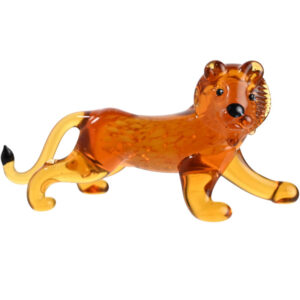 Miniature Glass Lion Figure - an Objet D'Art