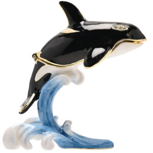 Orca Riding a Wave Treasured Trinket Box by Juliana