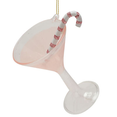 Pink Prosecco-style Bottle and Coupe With Swizzle Stick Glass Baubles - Image 3