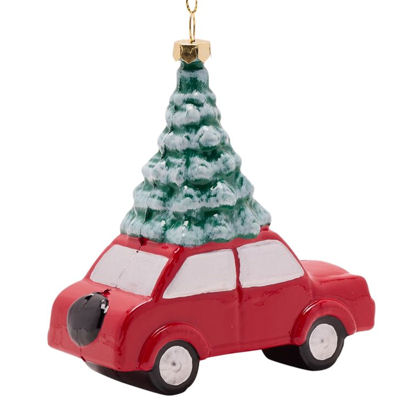 Car with Christmas Tree on Roof Plastic Bauble - Image 2