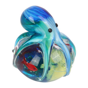 Glass Octopus on Marine Scene Figure/Paperweight from Objet D'Art