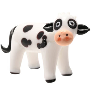 Miniature Black and White Glass Cow from Objets D'Art