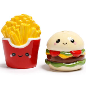 Foodiemals Burger and Chips/Fries Novelty China Salt and Pepper Pots