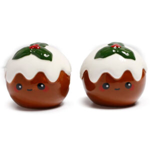 Foodiemals Christmas Pudding Ceramic Novelty Salt and Pepper Set