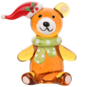 Miniature Glass Christmas Teddy Figure by Objets D'Art
