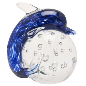 Glass Blue Glitter Dolphin Figure/Paperweight from Objets D'Art