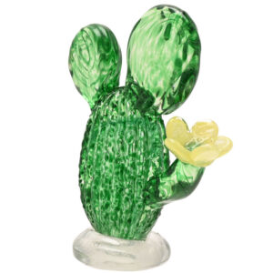 Glass Cactus with Flower Ornament/Paperweight from Objets D'Art