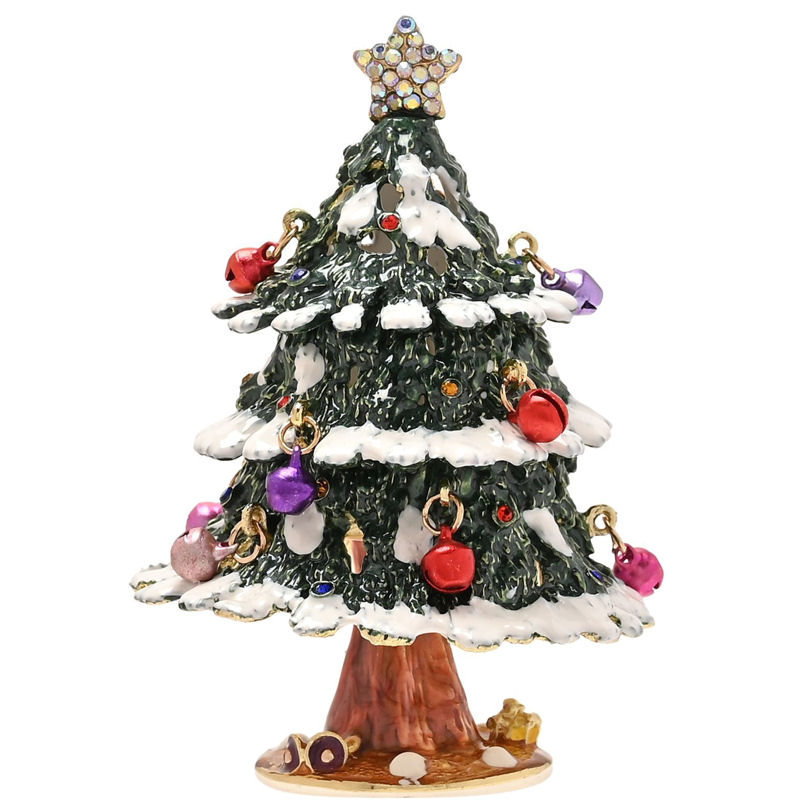 Treasured Trinket Box Christmas Tree with Snow and Baubles