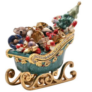 Green Sleigh with Toys and Tree Treasured Trinket Box