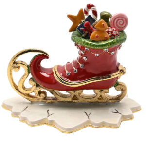 Red Skating Boot with Christmas Presents Treasured Trinket Box