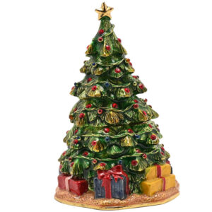 Regal Christmas Tree Treasured Trinket Box with Star and Presents
