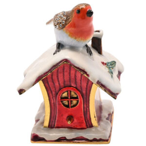 Robin on Snowy Nestbox Treasured Trinket Box