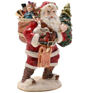 Santa With Tree and Presents Treasured Trinket Box