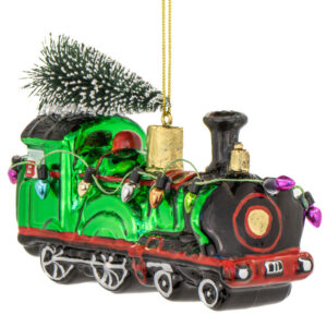 Glass Express Train with Tree Christmas Bauble
