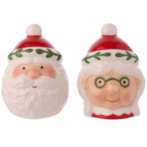 Mr and Mrs Santa Heads China Salt and Pepper Shakers