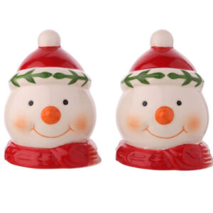 Snowman Heads Novelty China Salt and Pepper Pots
