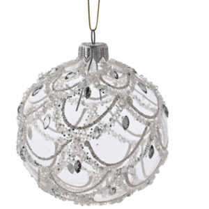 Transparent Glass Christmas Tree Bauble - Wave Pattern