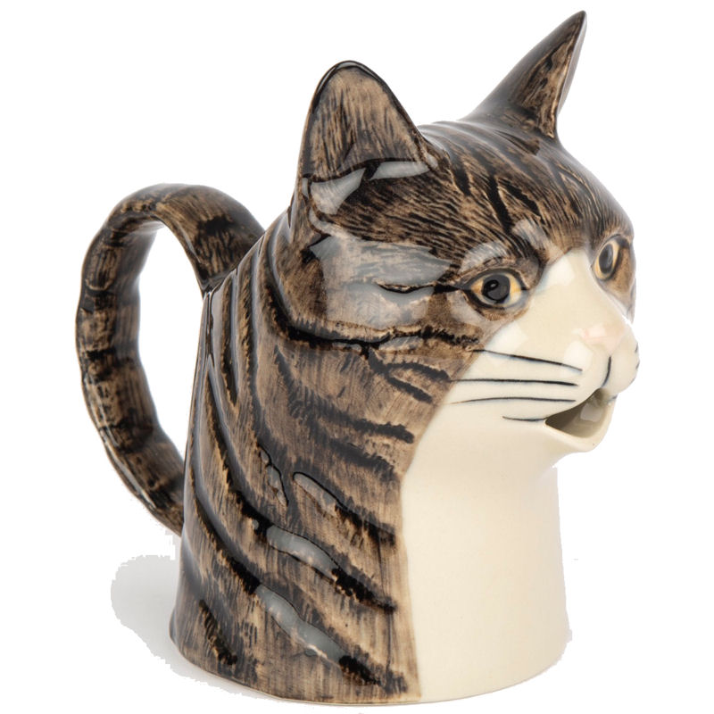Millie Jug from Quail Ceramics - a Brown and White Tabby Cat