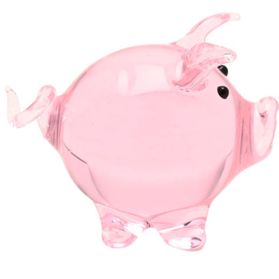 Miniature Pink Pig Glass Figure by Objets D'Art - Image 2