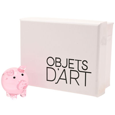 Miniature Pink Pig Glass Figure by Objets D'Art - Image 5