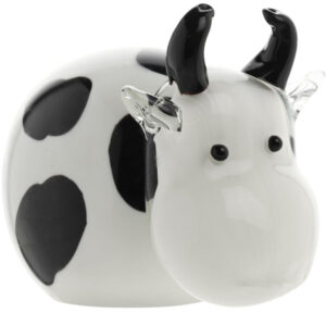 Glass Black and White Cow Figure/Ornament by Objets D'Art from the Juliana Collection