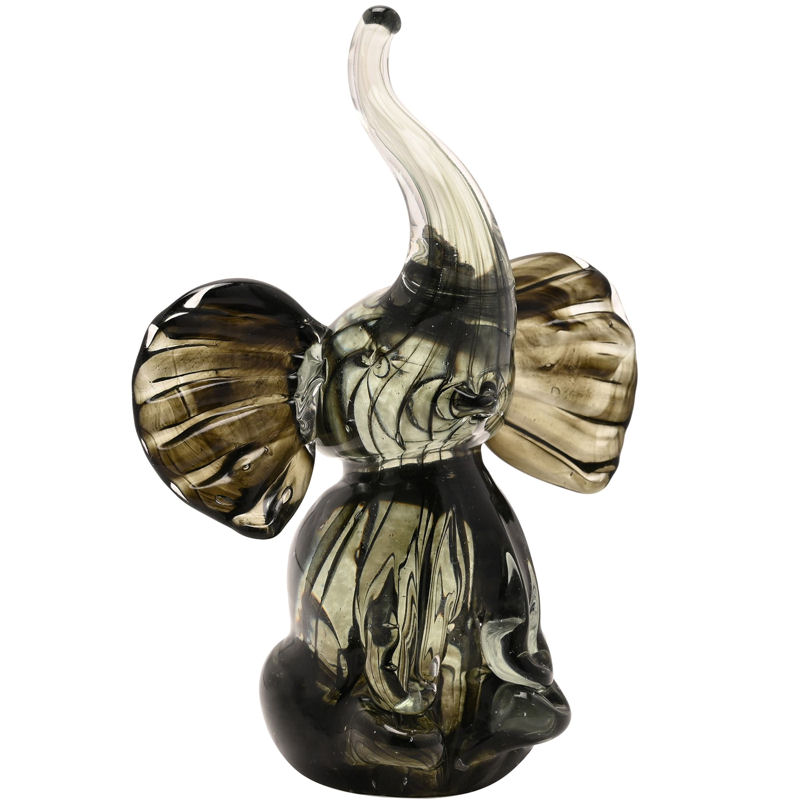 Trumpeting Glass Elephant Figure or Paperweight, an Objet D'Art from the Juliana Collection