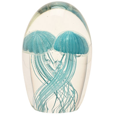 Clear Glass Paperweight with Jellyfish Duo by Objets D'Art from the ...