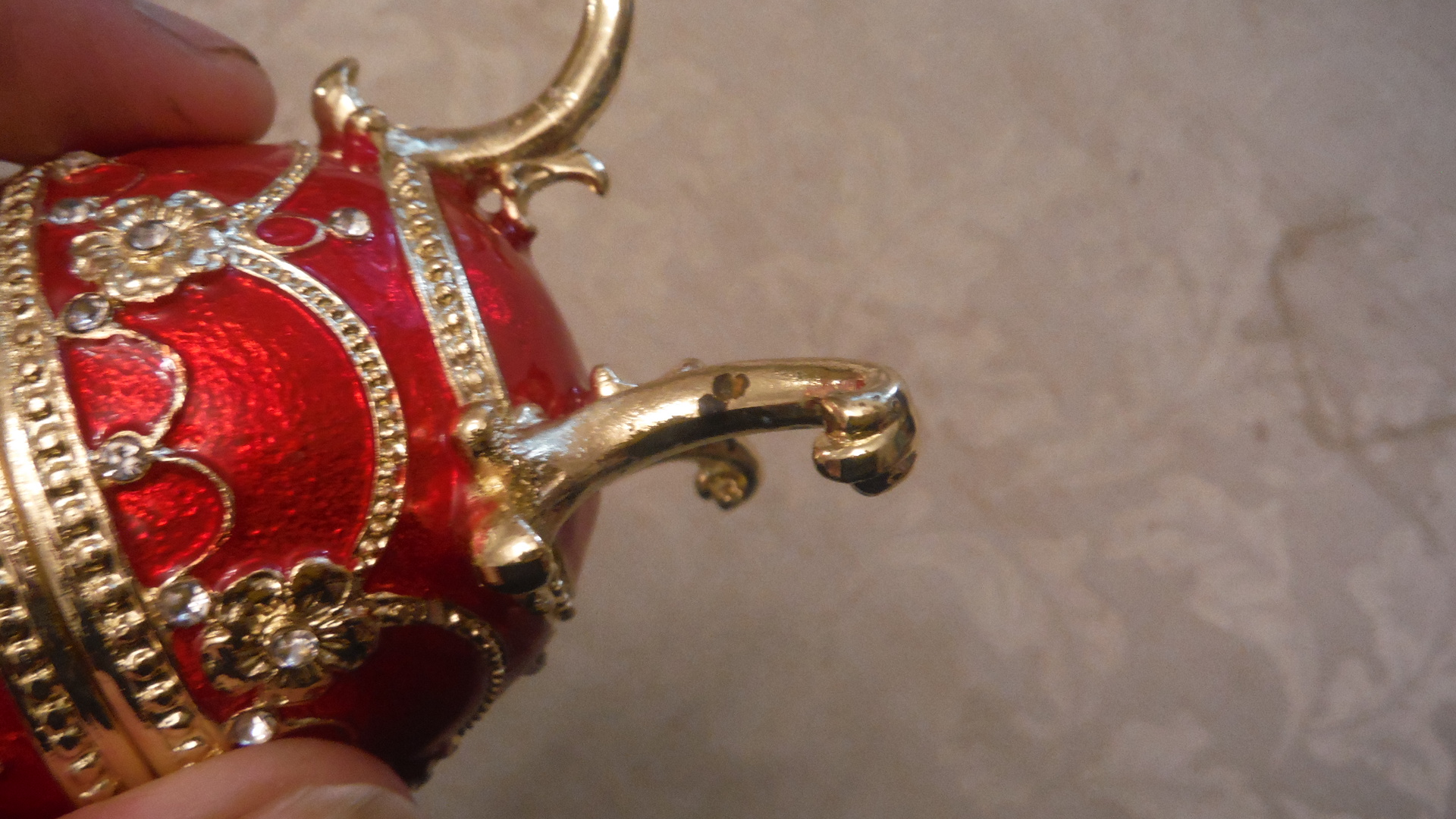Faberge-Style Egg Trinket Box in Red - a Treasured Trinket by Juliana - Slightly Imperfect - Image 2
