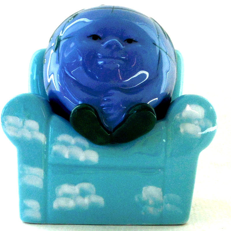Earth Easy-Chair Novelty Salt and Pepper Pots/Cruet by Clay Art