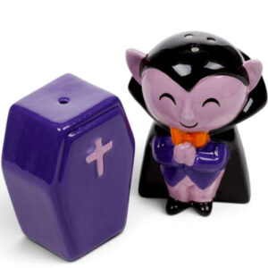 Spooky Count Dracula and Coffin Novelty Salt and Pepper Set for Halloween