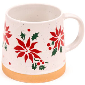 Poinsettia Stoneware China Christmas Mug