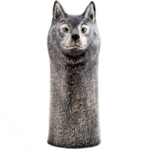 Grey Wolf/Timber Wolf Flower Vase from Quail Ceramics