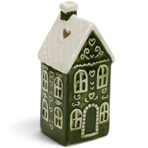Green Christmas Gingerbread Town-house Tea-light Holder