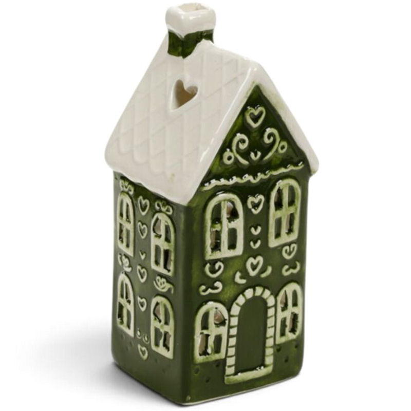 Green Christmas Gingerbread Town-house Tea-light Holder
